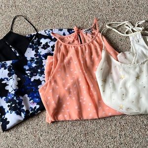 THREE chiffon tanks